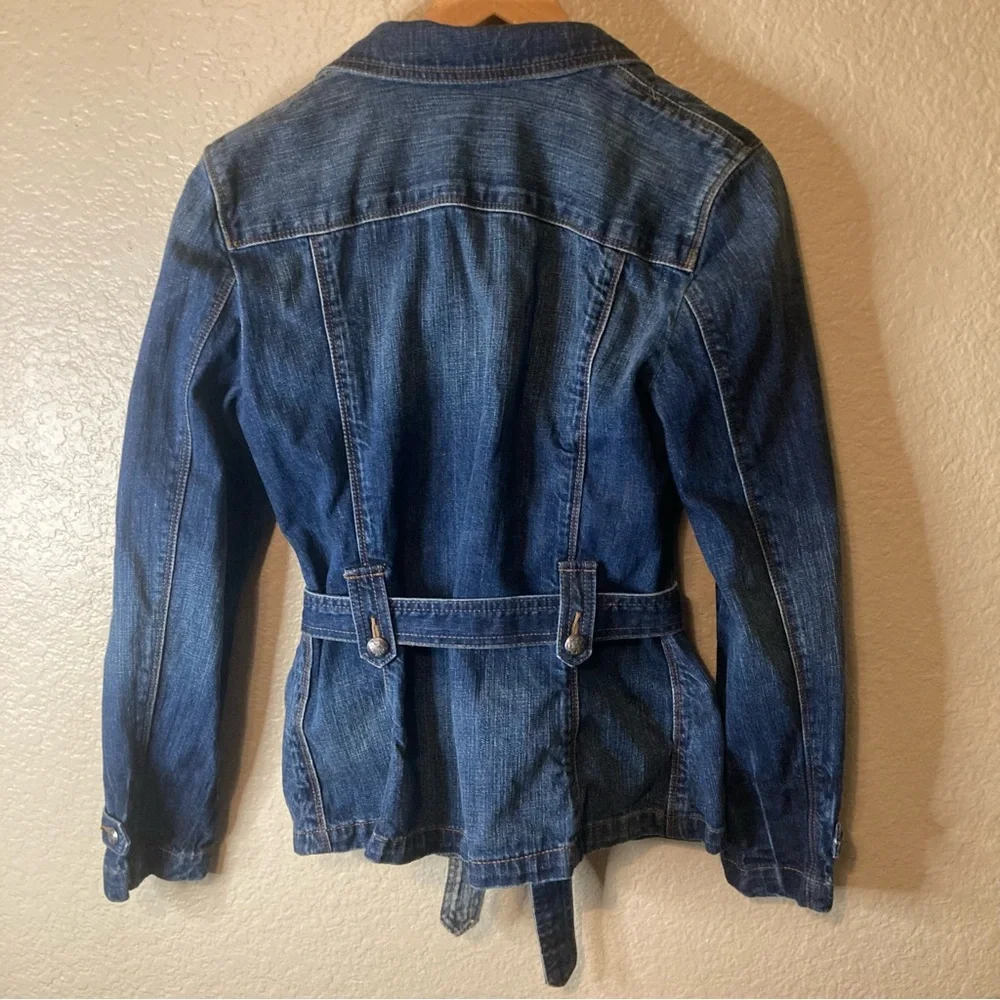 Lauren Ralph Lauren VTGE‎ Y2K Size Medium Denim Belted Blazer Jacket Button - Picture 11 of 15